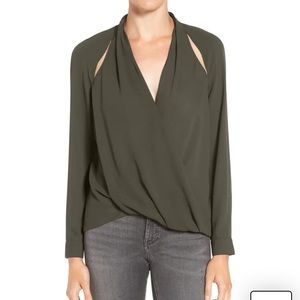 Trouvé burgundy cutout surplice blouse